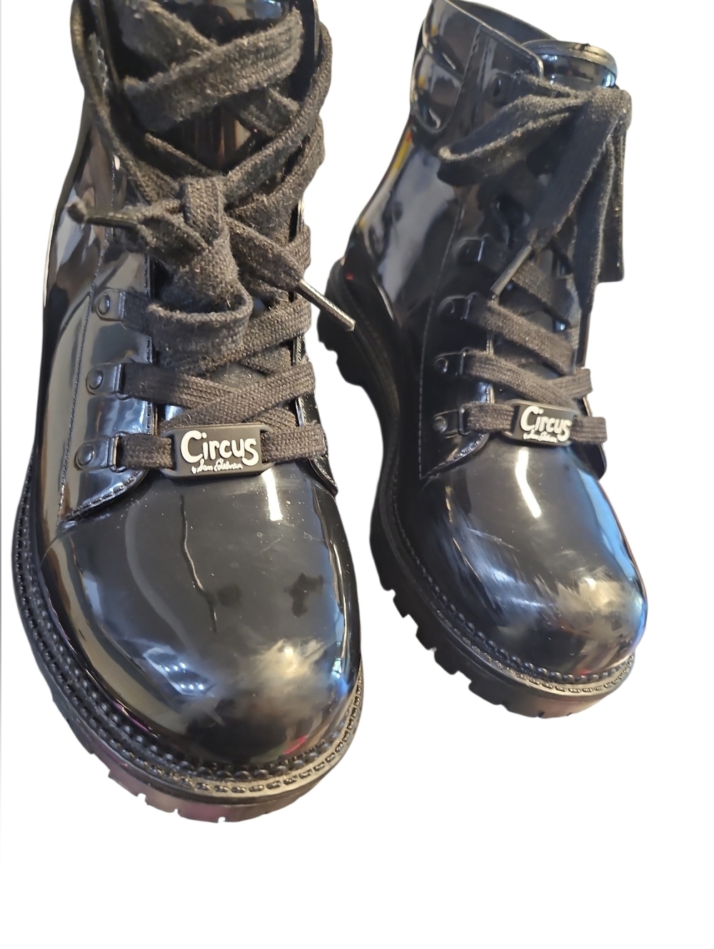 Circus by Sam Edelman Black Patent Lace-Up Boots Size 8 - Picture 6 of 9